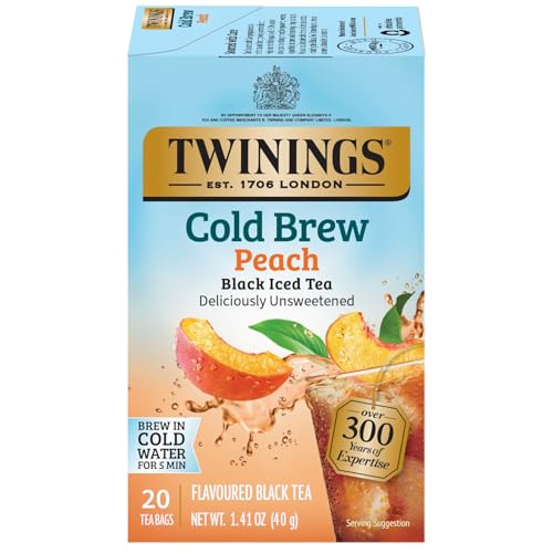Twinings Peach Cold Brew Iced Tea Bags, 20 Count