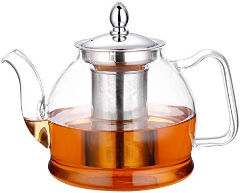 HIWARE 1000ml Glass Teapot with Removable Infuser — Stovetop Safe
