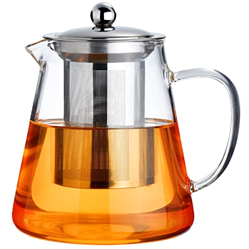 PARACITY Glass Teapot with Removable Infuser, Stovetop Safe 550ML