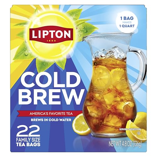 Lipton Cold Brew Iced Tea Bags, Family Size, 22 Count